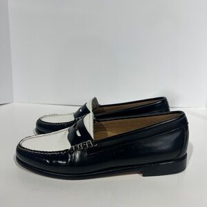 Bass Weejun Black and White Leather Penny Loafers women’s 7